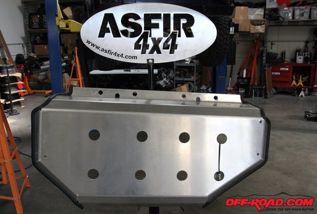 Asfir 4x4s Jeep Wrangler TJ Fuel Tank Skid Plate is constructed of ¼-inch-thick 5052 aluminum.  