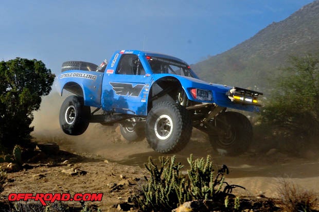 The Mills Motorsports team runs its crew much like a military outfit, and the team hoped its preparation and hard work would come together to earn SCORE class championships for both its Class 8 and Spec Trophy Truck (shown) rigs. 