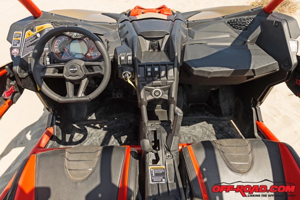 The cabin of the Maverick X3 just feels bad ass. This is a shot of the X rs model, but all of the models feel great from the driver's seat for the most part. 