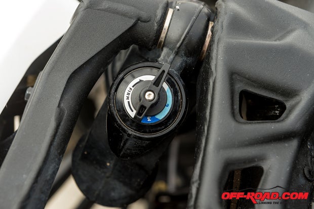 The base model Maverick X3 has smaller diameter Fox shocks than the other models but it does have easy-to-tune dial.