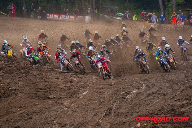 Ken Roczen leads the 450 pack en route to his overall win this past weekend.  