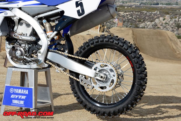 Some of the detail changes to the 2015 YZ450F include Dunlop MX52 tires, black-anodized Excel Rims, a 48T sprocket instead of a 49T, and a gold-anodized D.I.D. chain with a corrosion-resistant coating.