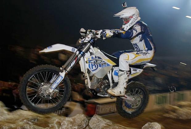 Mathias Bellino fought off tendonitis in his wrist to earn a hard-fought podium at the SuperEnduro series finale. Photo Courtesy of Husqvarna